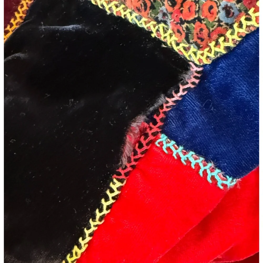 VTG Handmade Velvet Crazy Quilt 65x60 Alice Bjelland Patchwork Renaissance Jewel